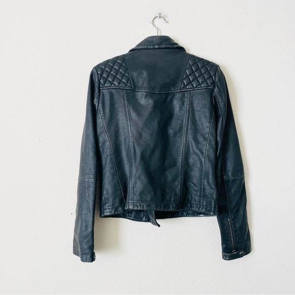 Allsaints US 6 Cargo 100% sheep leather Distressed Biker Jacket in black / grey - Picture 6 of 7